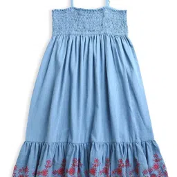 Zip Zap Zoop Girls Blue Regular Fit Embroidered Party Dress-image-44