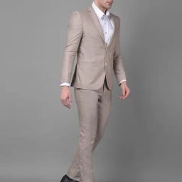 Crimsoune Club Beige Slim Fit Two Piece Suit-image-51