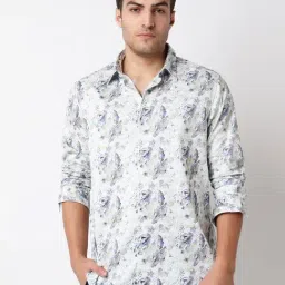 Spykar Grey Slim Fit Printed Shirt-image-71