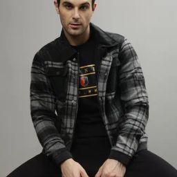 Iconic Men Checked Regular Fit Polyester Jacket-image-2