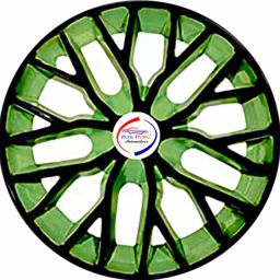 Auto Pearl BlkGn28 R14 35.56 cm (14 Inch) PPress Type Wheel Hubcap with Retention Ring Glossy Black Green Wheel Cover for Tata Indigo Marina (Set of 4)-image-83