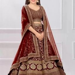 F Plus Fashion Girls Embellished Semi-Stitched Lehenga & Blouse With Dupatta Set-picture-20