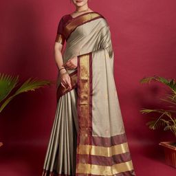 SILKWEAR Ethnic Motifs Zari Silk Cotton Ikat Saree-image-83