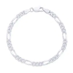 Taraash 92.5 Sterling Silver Figaro Chain Bracelet-image-90