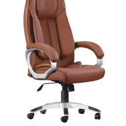 Caddy Low Back Revolving office and Home Chair Brown PU Leatherette CD161-image-76