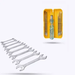 Hillgrove HGCM248 Chrome Vanadium Steel 5 in 1 Multipurpose Screwdriver with 8Pcs Open Ended Wrench Set-77