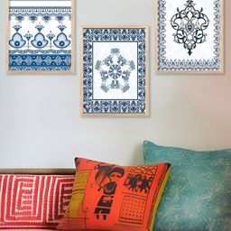 Kotart Brown & Blue 3 Pieces Wooden Floral and Botanical Wall Arts-picture-33