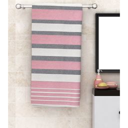 Athom Living 100% Premium Cotton Bath Towel Diamond Flower Print - Pink-image-35