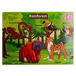 WISSEN Wooden Rainforest Habitat Learning Puzzle board game for kids (color may vary) - 12 Pieces-13