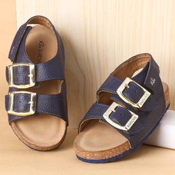 Babyoye Buckle Sandals With Velcro Closure - Navy Blue & Brown-image-80