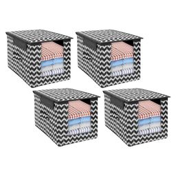 PrettyKrafts 4 Pcs Large Capacity Stackable Shirt Stacker, Storage Bins, Closet Organizers, Foldable Storage Boxes,Shelf Organizer, Shelves Basket Storage Bin For Organizing Clothing, Toys, Wave Black-18