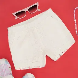 Pantaloons Junior Lace Detailed Shorts - Snow White-picture-36