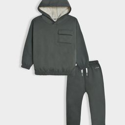 Mi Arcus Full Sleeves Solid Hooded Sweatshirt With Coordinating Pajama Set - Green-picture-10