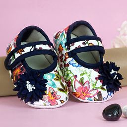 Coco Candy Flower Applique Embriodered & Printed Booties - Navy Blue-image-72