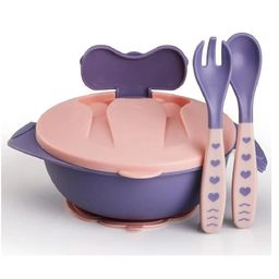 COMERCIO Baby Feeding Bowl with Lid, Spoon & Fork Set, for Feeding & Weaning, Feeding Practice Bowl - Color May Vary-picture-23