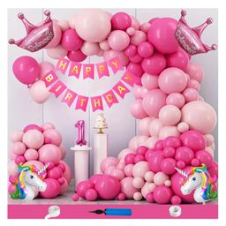 Bubble Trouble Unicorn Princess Crown Theme First 1st Birthday Decoration Items For Girls Party Decoration Kit Balloon Combo Pack Of 109 Pcs Pink Magenta-image-81
