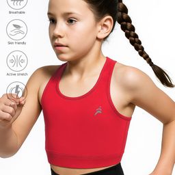 Pine Active Sleeveless Stretchable Sports Bra Solid Colour - Maroon-image-25