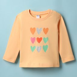 Tango Interlock Knit Full Sleeves T-Shirt with Heart Print - Peach-image-69