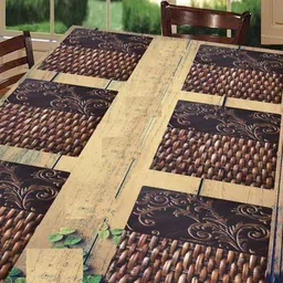 Aura 6-Pcs Brown & Black Printed Anti-Slip Table Placemats-2