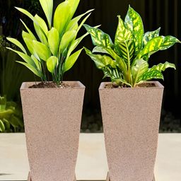 RUBOXA Marble Tower 2-Pcs Brown UV-ProtectedPlanters-38