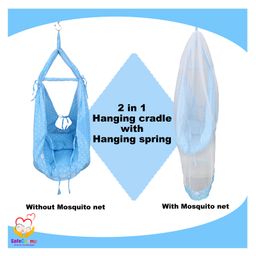 SafeChamp Roxy Baby Swing Cradle with Mosquito Net Pillow Spring And Metal Window Cradle Hanger  - Blue image 2