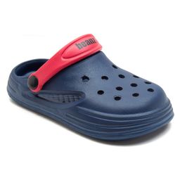 Beanz Perforated Clogs - Navy & Red image 3