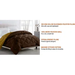 CHICERY Brown & Gold-Toned Geometric AC Room Single Bed Comforter image 2