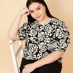 max Women Abstract Printed Puff Sleeve Top-picture-7