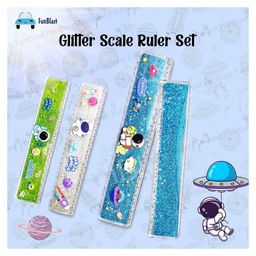 FunBlast Space Themed Glitter Scale Ruler Set Pack of 3 - Multicolour image 4