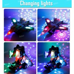 Fiddlerz Musical Army Fighter Jet Aircraft Robot Toy 2 in 1 Deform with 3D Light & Sound Bump N Go Action image 4
