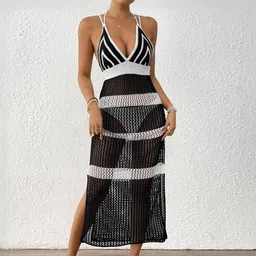 StyleCast Women Crochet Striped Halter Neck Maxi Dress-picture-57