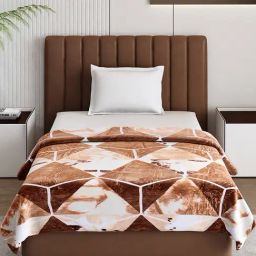 Monte Carlo Fuzzy Brown Polyester Printed 240 GSM Single Blanket image 2