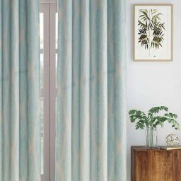 Fabindia Home Meel Teal Cotton Curtain-40
