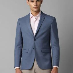 Men Blue Slim Fit Textured Formal Blazer-image-51