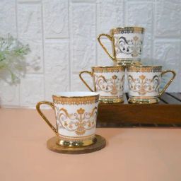Femora Golden Rangoli Ceramic Coffee & Tea Cup Set of 4 (160 ml)-image-20