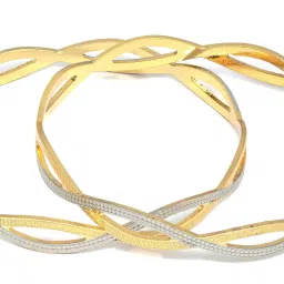 Priyaasi Dual Toned Wavy Patterned Set of 2 Bangles image 3