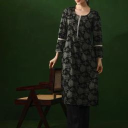 Jaipur Kurti Black Cotton Printed Kurta-picture-14