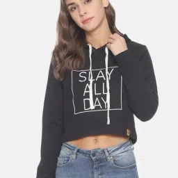 Campus Sutra Black Full Sleeves Hooded Sweatshirt-image-83