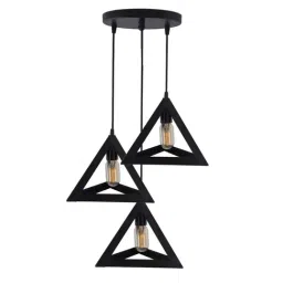 Homesake 3-Lights Round Cluster Black Metal Triangle Hanging Light - Set of 1 (Bulb not included)-17