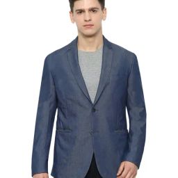 Van Heusen Navy Printed Notched Lapel Blazer-image-38