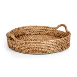 Home4U Aspen Gold Rattan Serving Tray - Set of 1-40