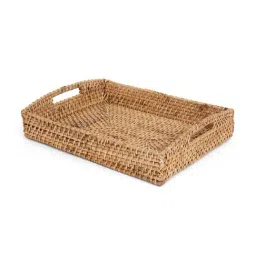 Home4U Aspen Gold Rattan Serving Tray - Set of 1-37