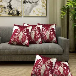 Klotthe Maroon Velvet Cushion Covers - Set of 5-picture-14