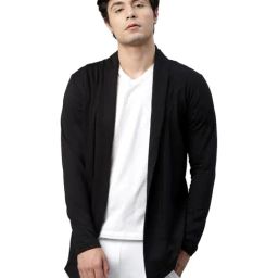 Rigo Black Cotton Slim Fit Shrug-image-7