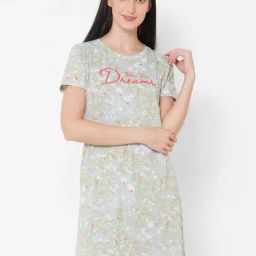 Sweet Dreams Grey Cotton Printed Nighty-image-17