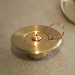 COPPRE Metallic Gold Brass Lunar Oil Lamp - Set of 1-picture-0