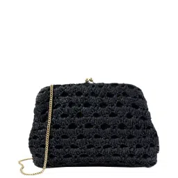 Accessorize London Black Textured Medium Sling Handbag-image-36