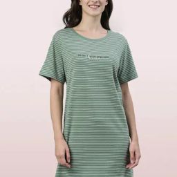 Enamor Green Striped Top-image-3