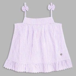 Blue Giraffe Kids Purple & White Checks Top-image-14