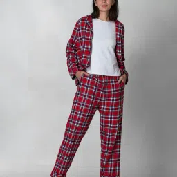 The Calm Collective Red Striped Shirt With Pyjamas-image-65